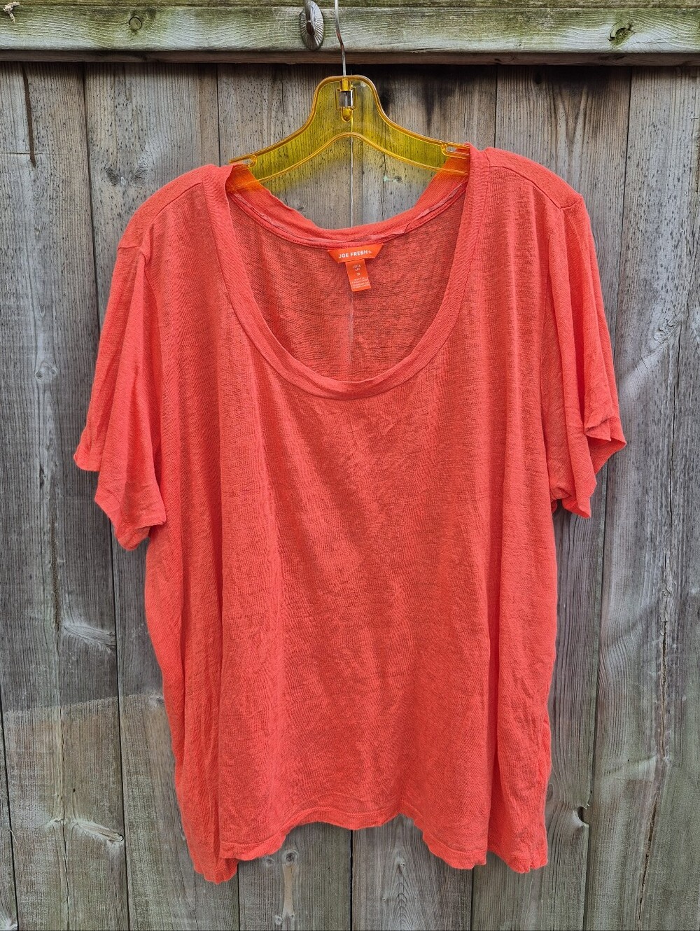 Joe Fresh Coral Linen Crew Neck Tee
